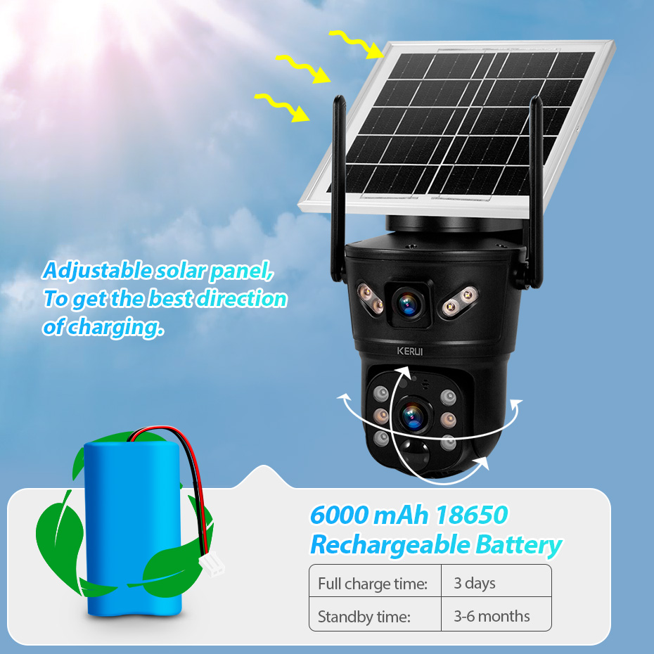 KERUI 6MP 4G SIM WiFi 태양광 카메라  - Home Security Monitoring Service 리뷰 및 가격