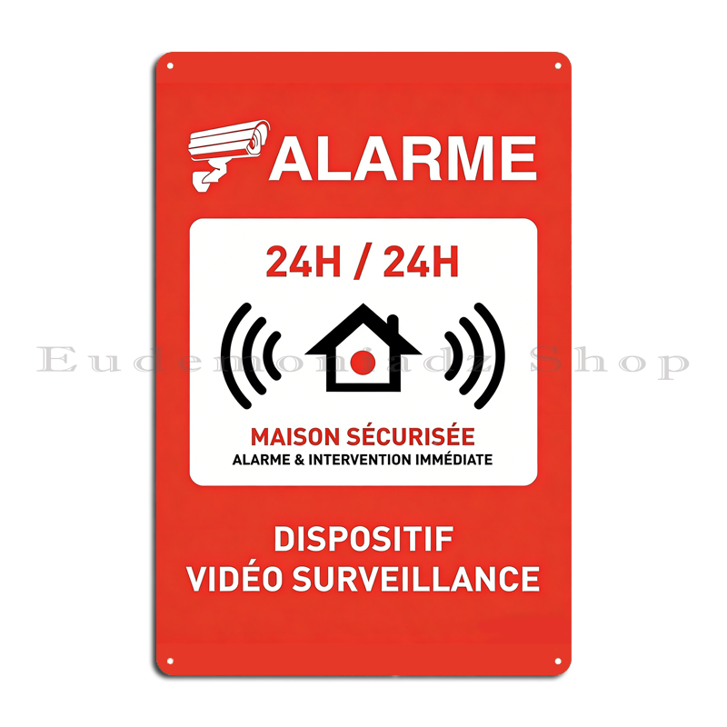 레트로 24시간 알람 시스템 금속 간판 플라크 빈티지  - Home Security Tools 리뷰 및 가격