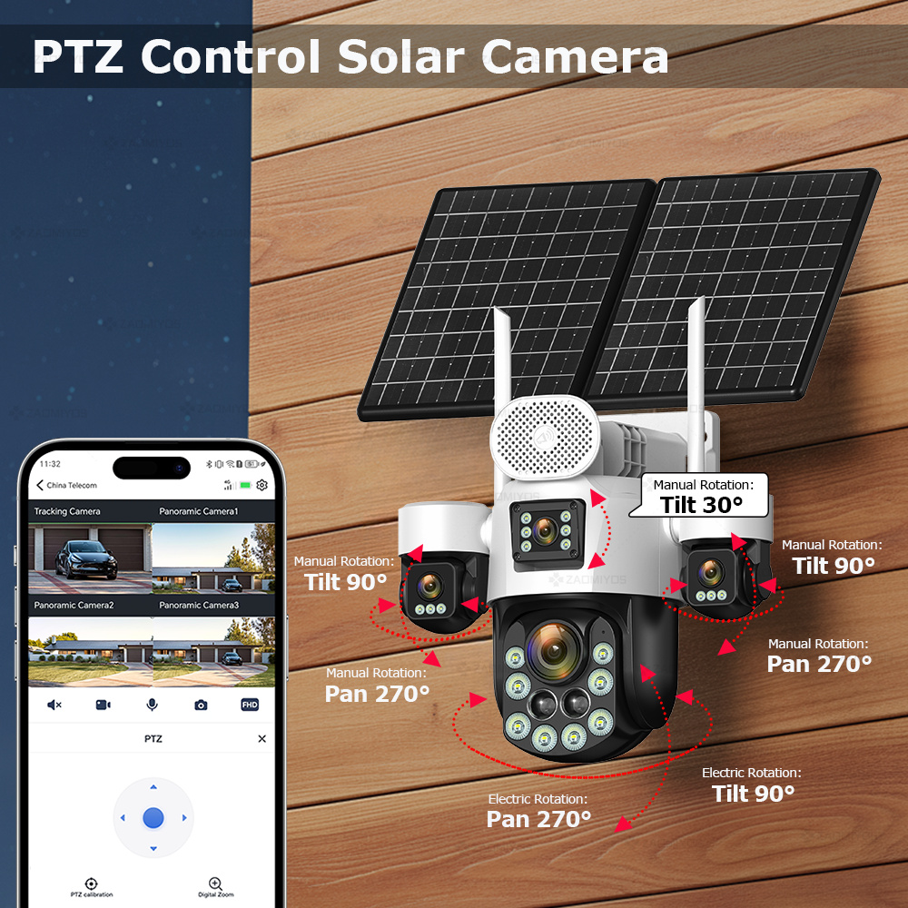 4렌즈 아웃도어 360 °   감시용 태양광 카메라 2 - Home Security For Apartments 리뷰 및 가격