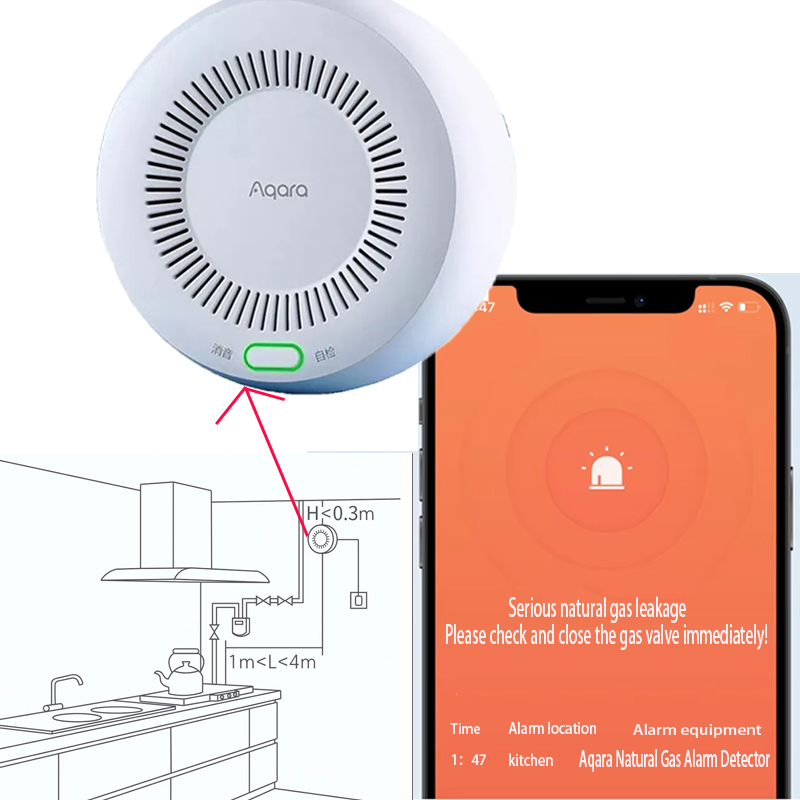 아카라 무선 지그비 천연가스 누출 감지기 가연성 가스  - Home Security Xiaomi 리뷰 및 가격