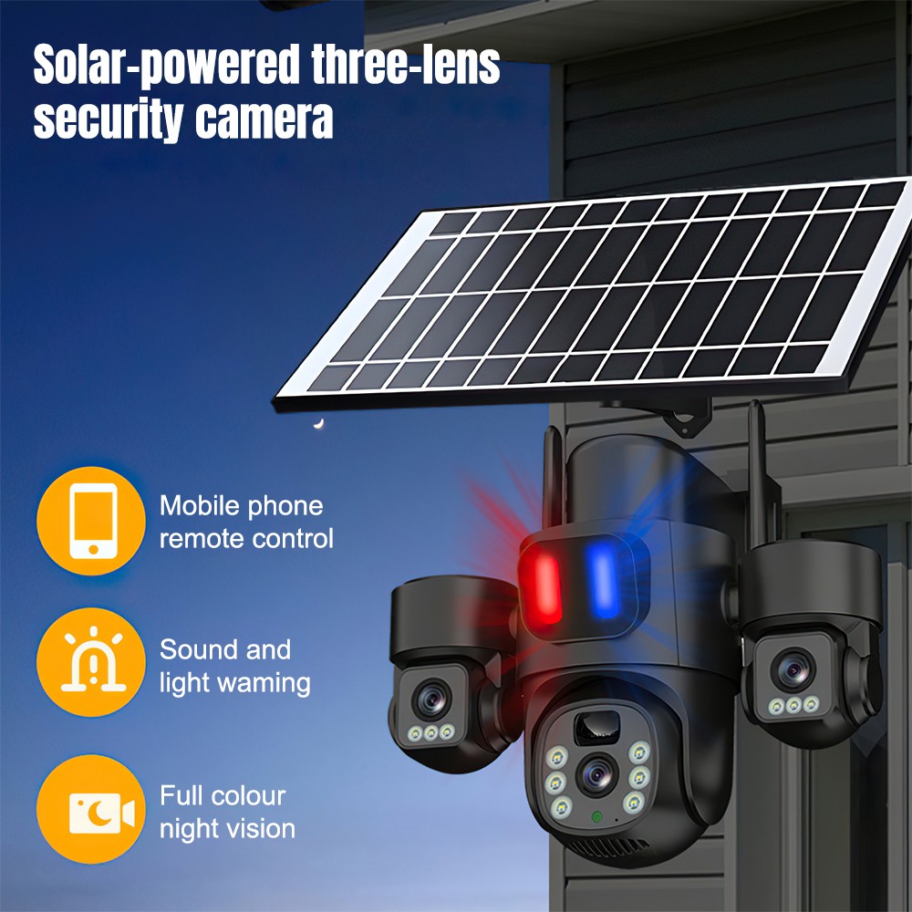 태양광 WiFi PTZ 카메라 야외용 트리플 렌즈 3화 - Home Security Monitoring Service 리뷰 및 가격